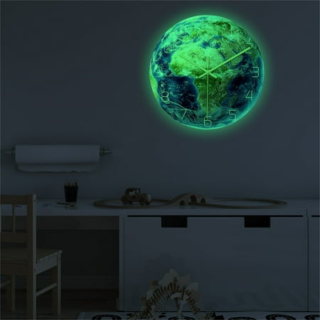 Hglyxoae Luminous Earth Wall Clock Acrylic Silent Home Decor Wall Clock Weight Set for Home Gym