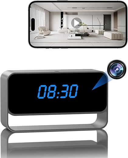 Hidden Camera Clock - Full HD 1080P Wireless Spy Camera - WiFi Nanny Cam for Home Indoor Security - WiFi & Bluetooth Connection 【Upgraded】