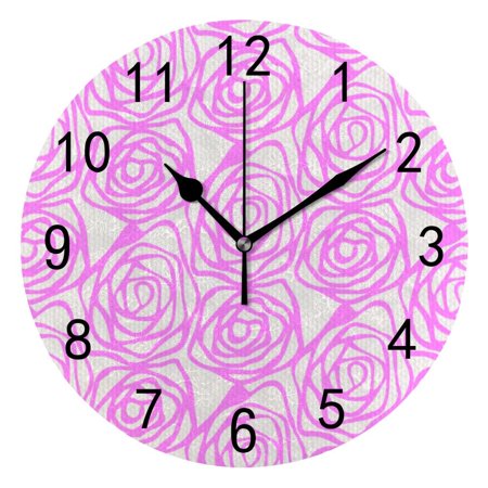 Hidove Round Wall Clock Home Decorative, Rose Flower on Canvas Pattern Wall Clock 10 inch Silent Non Ticking Quartz Battery Operated Clock Easy to Read