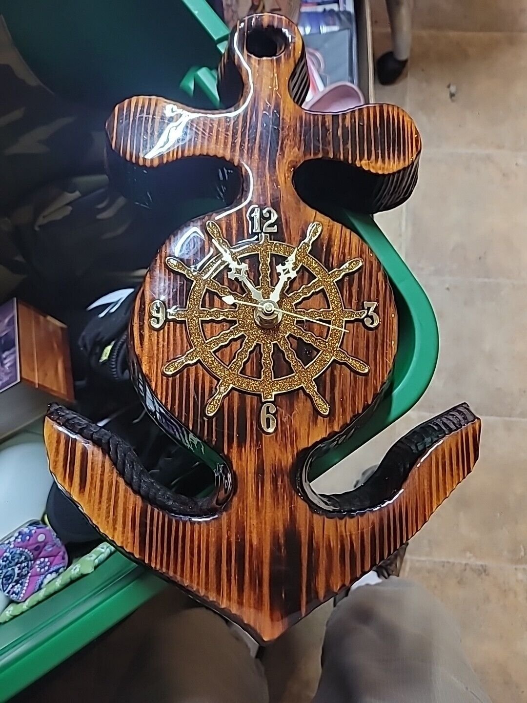 His handmaid wooden anchor clock works