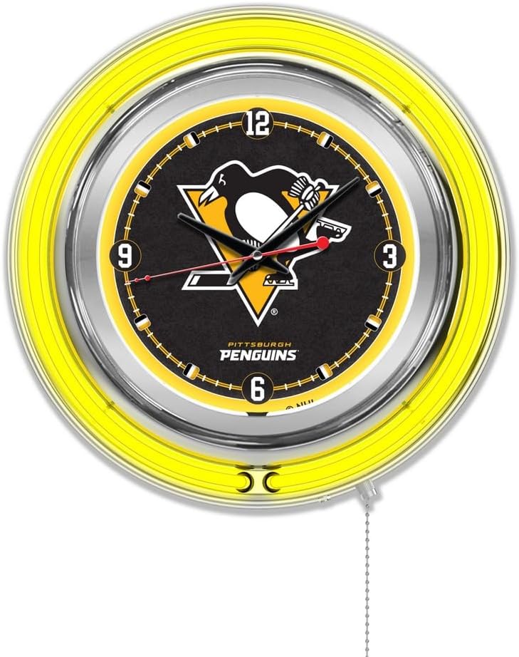 Holland Bar Stool Co. Pittsburgh Penguins 15 Double Neon Wall Clock