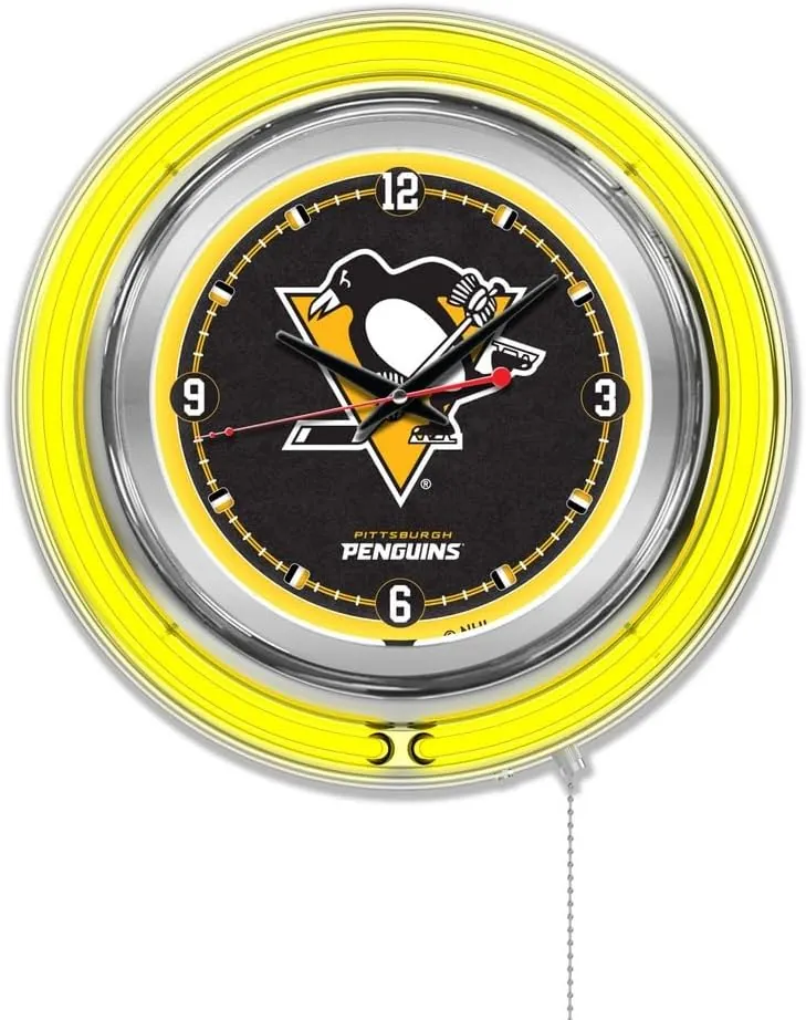 Holland Bar Stool Co. Pittsburgh Penguins 15 Double Neon Wall Clock