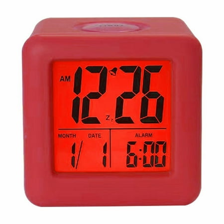 Home Clock Silicone Clock Lcd Digital Clock Anti Slip Student Small Alarm Clock with Night Light Small Square Clock Large Digital Seat Clock