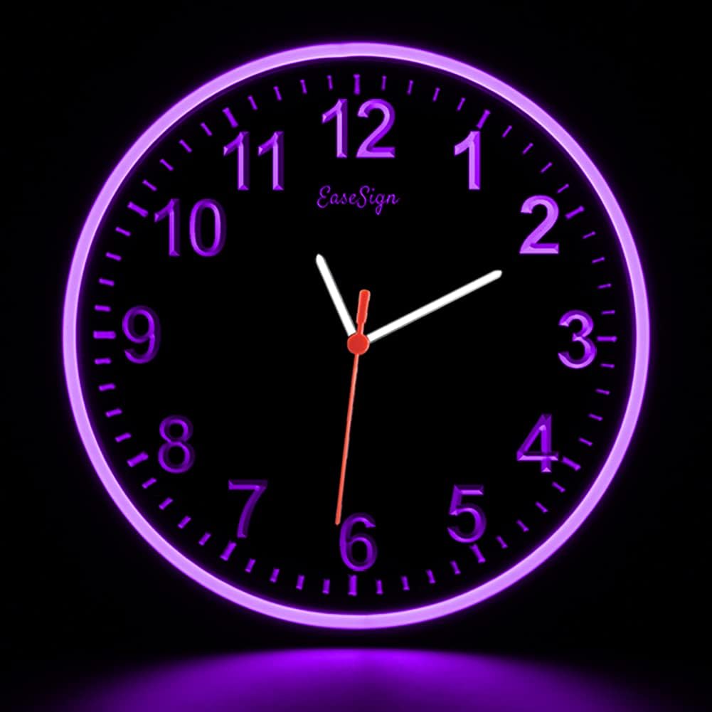 Home Decor LED Flexible Flex Neon Wall Clock 5 Colors 10 (Purple)