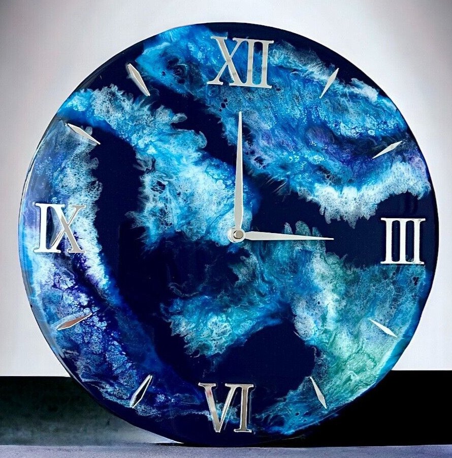 home decor wall art 3d clock epoxy resin handmade 13,7 inch