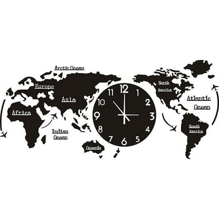 Home Decor World Map Wall Clock Bedroom Wall Personality Wall Clock Decorations