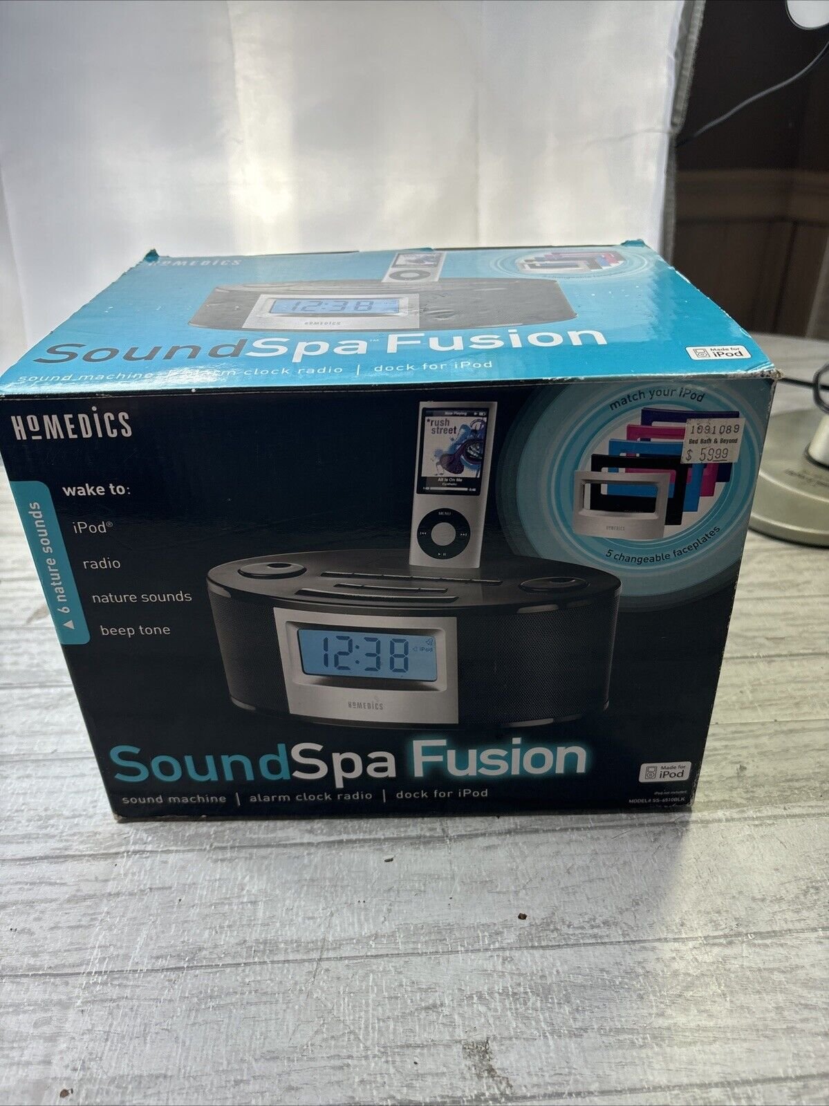 Homedics Sound Spa Fusion Ipod Dock AM/FM Clock Radio Model SS-6510BLK NEW