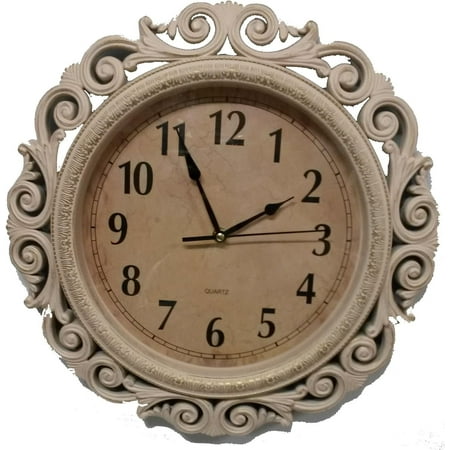 Home Essentials -16-Inch Plastic Decorative Wall Clock, Antique Wood Looking - Fashion - Quality Clock Pink