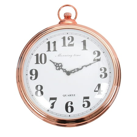 HOMEMAXS Vintage Retro Clock Pocket Watch Style Wall Hanging Clock Large Wall Clock for Living Room Kitchen Home Decoration without Battery (Rose Gold)