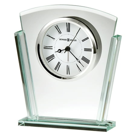 Howard Miller 645781 6-3/4 X 5-3/4 Granby Glass Crystal Analog Table Top Clock - Silver