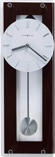 Howard Miller Adams Wall-Clocks II, Coffee Finish, Silver-Finished Pendulum, Wenge Style Chrome Accents, Quartz Movement Soft Ticking Wall Clock for Bedroom, Modern Grandfather Clock