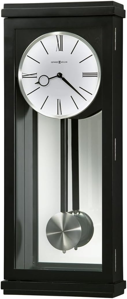 Howard Miller Alvarez Wall Clock 625-440 – Black Satin with Quartz, Triple-Chime Movement