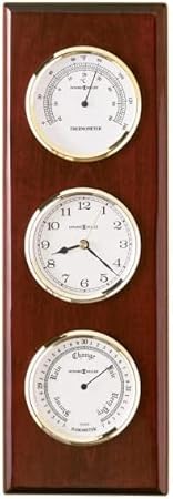 Howard Miller Elk River Wall Clock II, Traditional Style Wall Art Soft Ticking Barometer, Quartz Movement Wall Clocks with Rosewood Hall Wood and Polished Brass Tone Bezels, Perfect for Room Decor