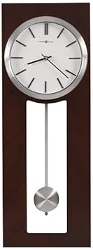 Howard Miller Hamburg Wall Clock II 549-525 – Espresso Finished Frame, Bright White Dial, Contemporary Home Decor, Satin-Silver Finished Pendulum, Quartz Movement