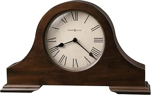 Howard Miller Humphrey Mantel Clock 635-143 – Distressed Hampton Cherry Finish, Rustic Home Decor, Aged Vintage Design, Black Accents, Quartz Movement