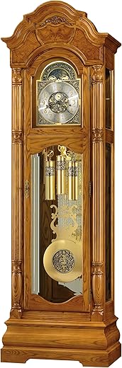 Howard Miller Jones Floor Clock II 549-053 – Legacy Oak Grandfather Vertical Home Decor with Illuminated Dial & Cable-Drive, Triple-Chime Movement