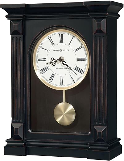 Howard Miller Mia Mantel Clock 635-187 – Worn Black with Quartz, Single-Chime Movement