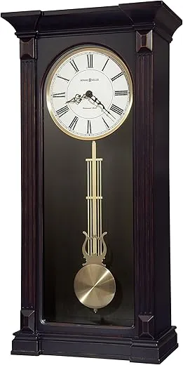 Howard Miller Mia Wall Clock 625-603 – Worn Black Home Decor with Quartz Single-Chime Movement