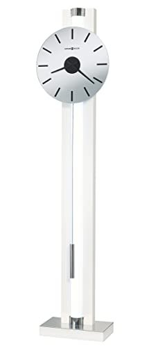 Howard Miller Ridgeway Alena II Floor Clock 615-151 – Gloss White Finish, Select Hardwoods & Veneers, Illuminated Column, Chrome-Finished Pendulum, Battery Operated Quartz Movement, Grandfather Clock