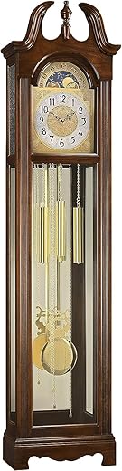 Howard Miller Ridgeway Harper Floor Clock 84.63 Inches, Large Lyre Pendulum Grandfather Brown Clocks with Bellaire Cherry Finishing for Home Decor, Office & Living Room Single-Chime Quartz Movement