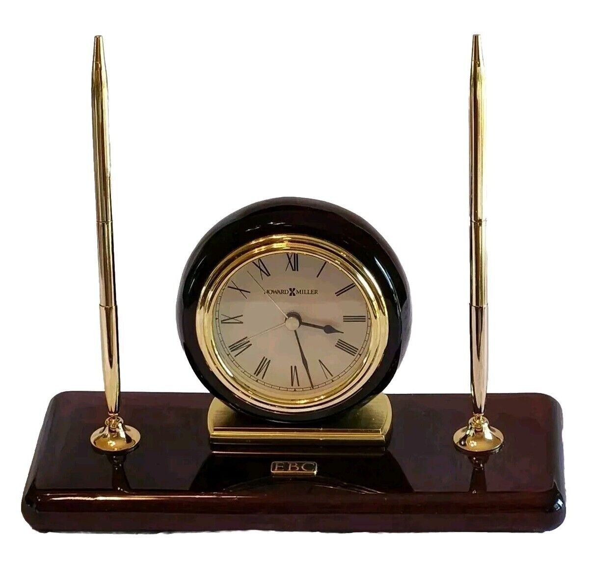Howard Miller Rosewood Desk Set Alarm Clock With Pens