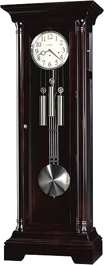 Howard Miller Silverstein Floor Clock II 549-040 – Black Coffee Home Decor, Grandfather Timepiece with Cable-Driven Triple-Chime Movement