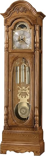 Howard Miller Soto Floor Clock II 549-042 – Illuminated Golden Oak Home Decor, Grandfather Timepiece with Cable-Driven Triple-Chime Movement