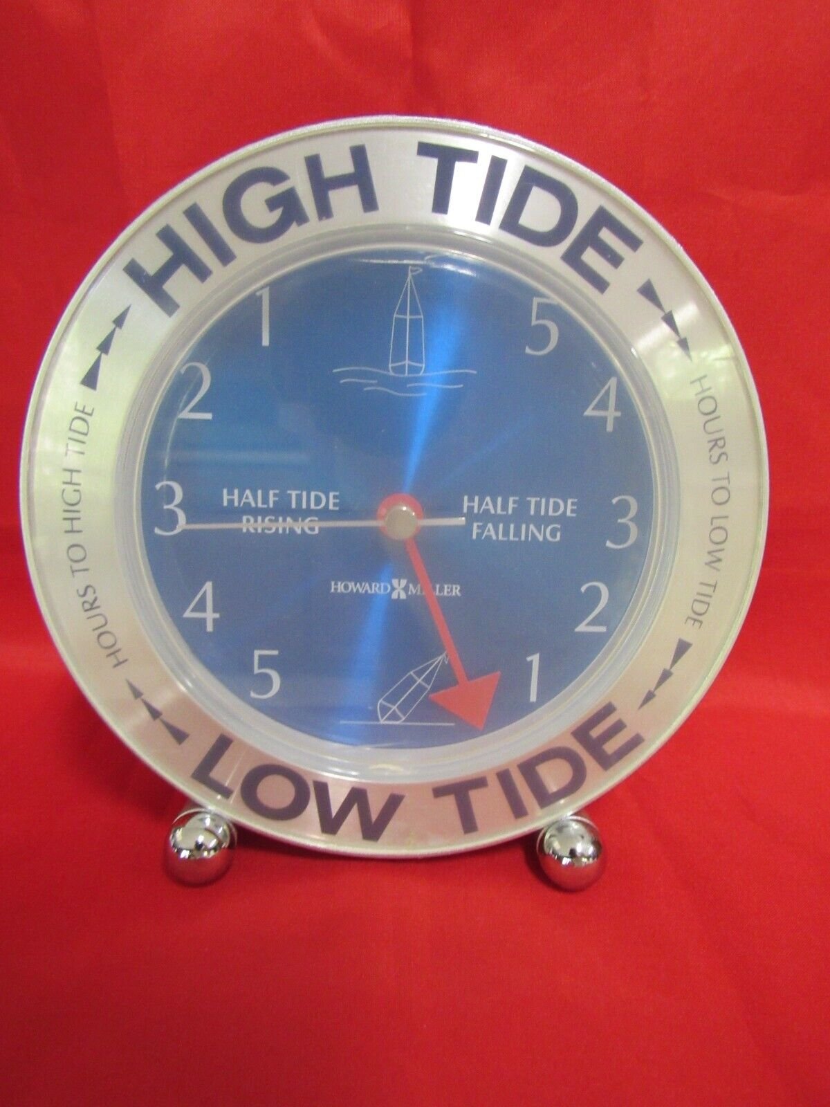 Howard Miller Tide Mate Table Clock 645-527 East Coast Atlantic Silver WORKS!!