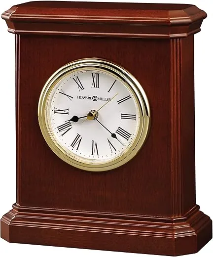 Howard Miller Windsor Carriage Table Clock 645-530 – Windsor Cherry Finish, White Dial, Acrylic Crystal, Black Roman Numerals, Vintage Home Décor, Quartz Movement