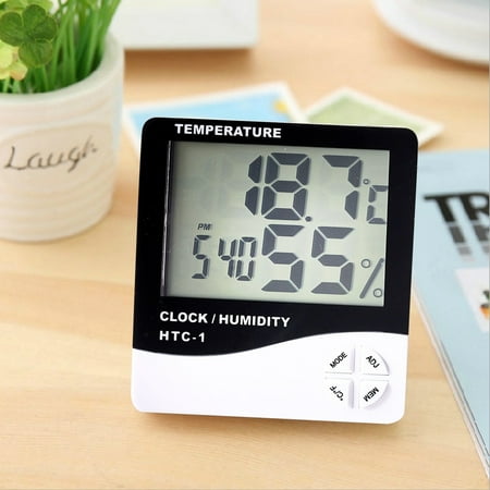 HTC-1 Temperature Humidity Meter Alarm Clock Four Buttons Digital LCD Thermometer Hygrometer Weather Station