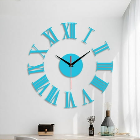 Hunei Home Essentials Frameless DIY Wall Mute Clock 3D Mirror Surface Sticker Home Office Decor Feature: Dining Room Light Fixture Room Decor (Clearance)