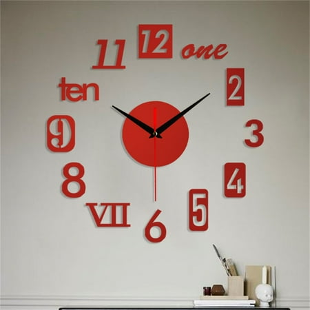 Hunei Home Essentials Frameless DIY Wall Mute Clock 3D Mirror Surface Sticker Home Office Decor Feature: Dining Room Light Fixture Room Decor (Clearance)