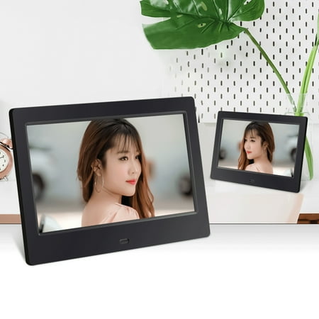 ICQOVD 7-inch HD Digital Photo Frame Electronic Photo Album Calendar Clock Pictures Video Music Loop Playback Support Connected To the Computer, Headphones, speakers