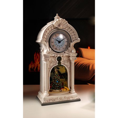 Icy Giftware Grandfather Clock Christmas Tabletop Decoration - 14.25 - White and Gold