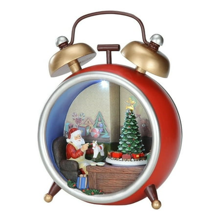 Icy Giftware Pack of 2 Red and Gold LED Lighted Musical Santa Alarm Clock Tabletop Decors 9.25