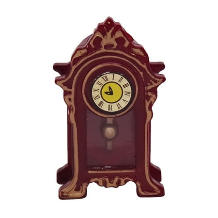 ifundom Mini House Desk Clock Simulation Wood Table Clock Model Pretend Play Toy