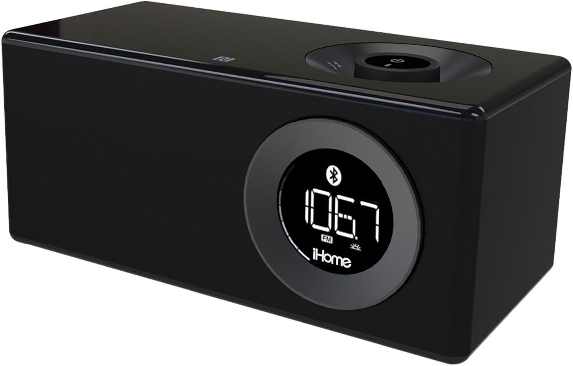 iHome Bluetooth Stereo Executive Music Station, Black (IBN10BC)