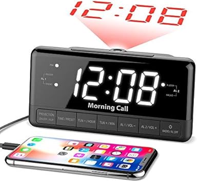 iLuv Morning Call 3, 1.2" Jumbo White LED Display Projection Dual Alarm Clock with 180 Degree Reverse Projection, FM Radio, 10 Preset Station, Sleep Timer, Snooze Button, Dimmer, and USB Charging Port