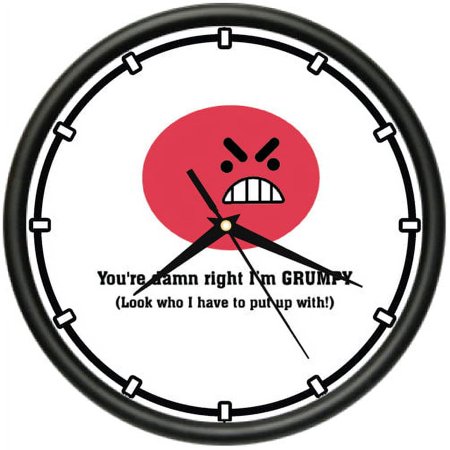 I'M GRUMPY Wall Clock funny bad tempered crabby moody person gift