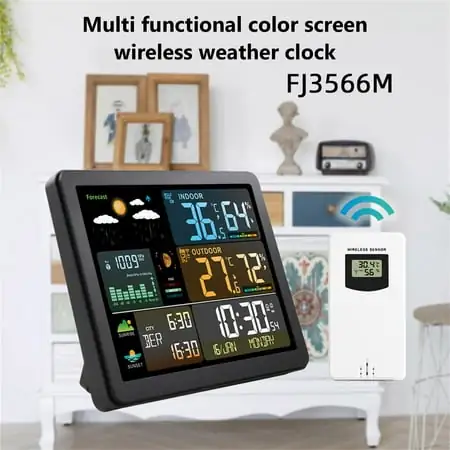 IMossad Weather Station Indoor Outdoor,Thermometer Wireless Temperature Humidity Monitor HD Color Display and Outdoor Sensor,Alarm Clock