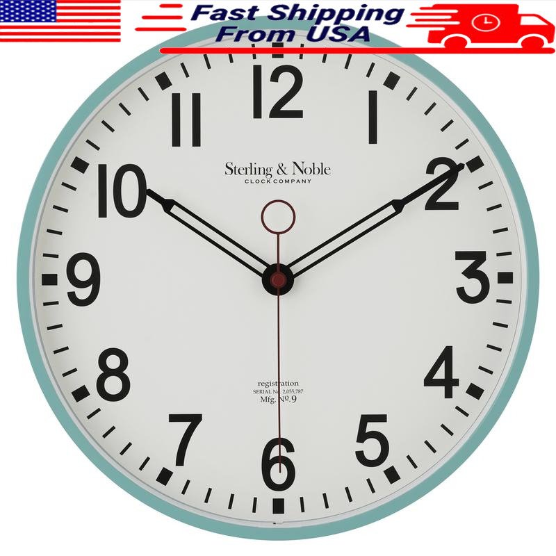 Indoor Retro Schoolhouse 11.5 Inch Analog Wall Clock Mint Green Decorative Clock