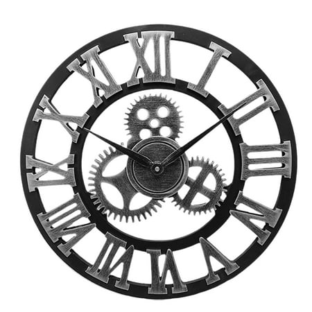 Industrial Gear Wall Clock Decorative Wall Clock Industrial Style Wall Clock (40cm Silver Shipment without Battery)