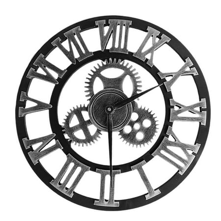 Industrial Gear Wall Clock Decorative Wall Clock Industrial Style Wall Clock (40cm Silver Shipment without Battery)