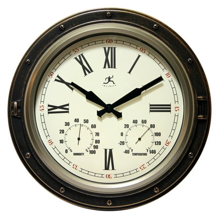 Infinity Instruments 16 Bronze Roman Traditional Round Wall Clock