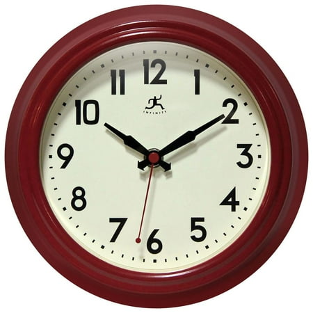 Infinity Instruments 8.5 Retro Diner Wall Clock - Red