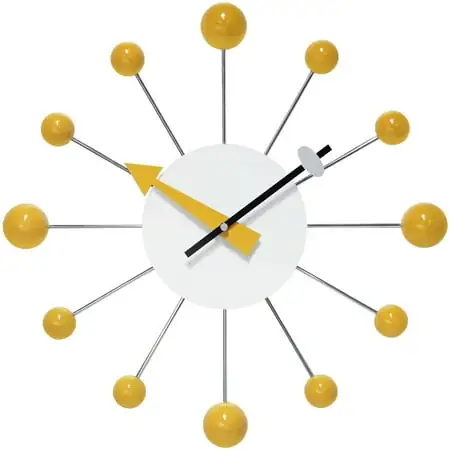 Infinity Instruments Orb Spoke 15 Inch Starburst Indoor Wall Clock, Saffron