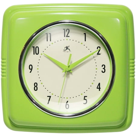 Infinity Instruments Retro Square Apple Green Plastic 9.25-inch Analog Wall Clock