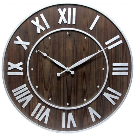 Infinity Instruments Wine Barrel Dark Brown Round 23-inch Quartz Analog Wall Clock