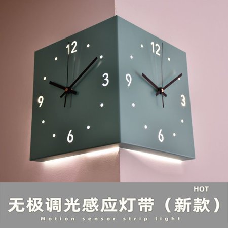 INS Style Corner Clock Double-Sided Wall Clock Living Room Creative Simple Modern Two-Side Wall Clock Punch-Free Fashion Yang Angle Clock I