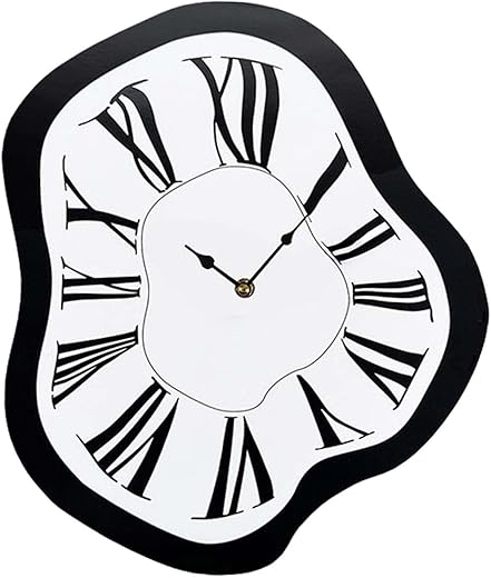 Interior Wall Clock, Creative Melting Clock, Distorted Clocks, Distorted Wall Clock for Home, 26cmx30cm, Black